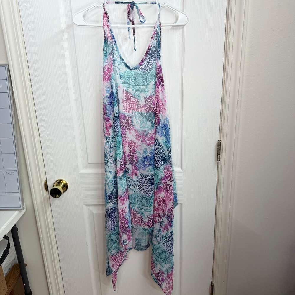Company Ellen Tracy cover up sheer lightweight halter drapey loose aztec lounger